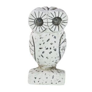 Vintage Hand Carved Stone Owl Figurine Greek Porous Stone White *Repaired*